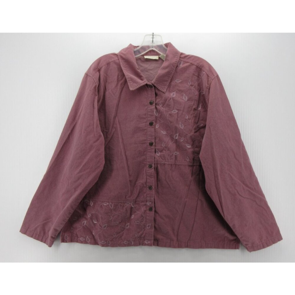 VINTAGE J Jill Top Large Corduroy Shirt Button Down Embroidered
